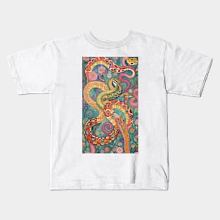 Gustav Klimt's Serpentine Symphony: Inspired Snake Art Kids T-Shirt